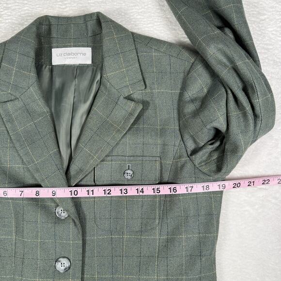 Vintage Liz Claiborne Lizsport Green Plaid Blazer Size Small - Picture 8 of 10